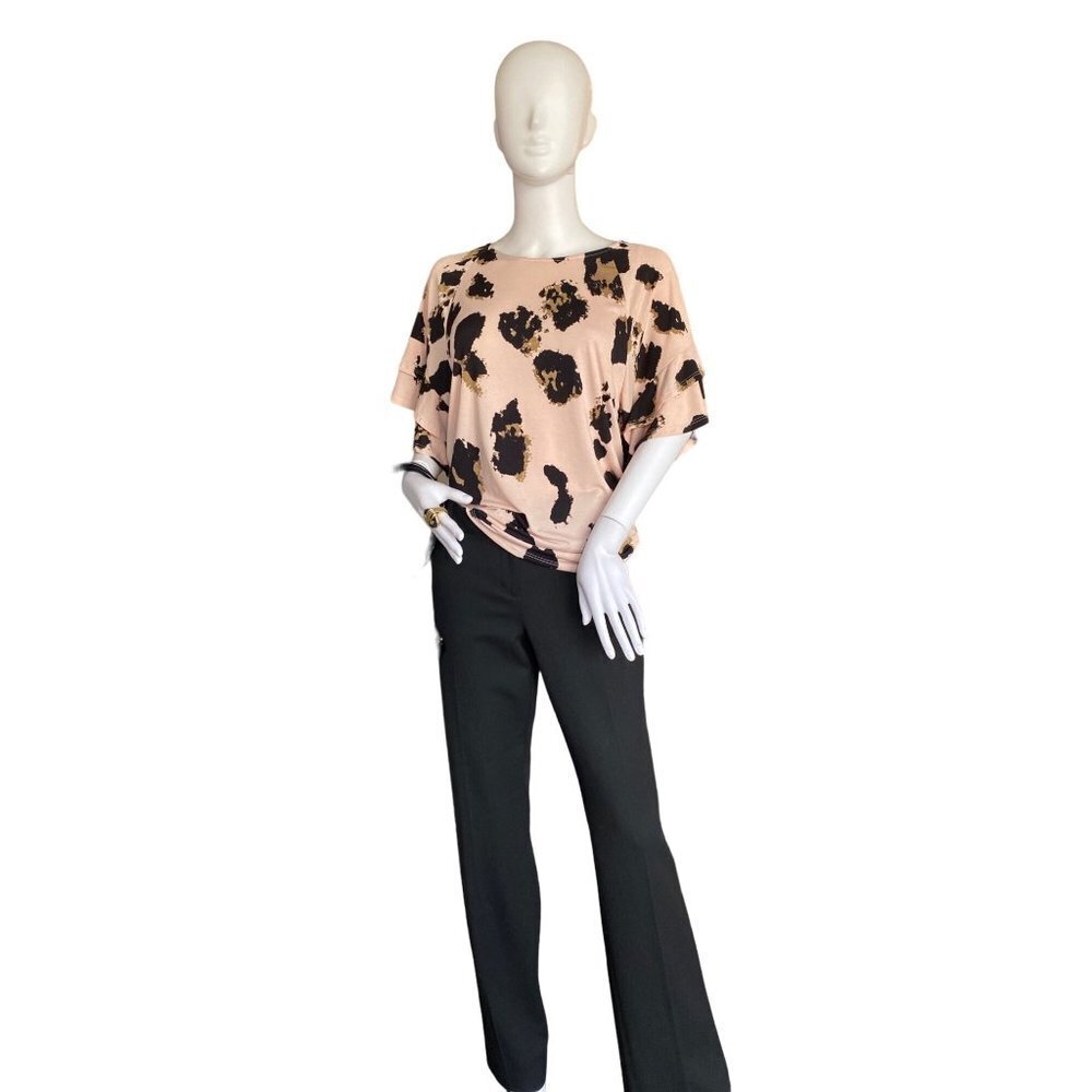 YEE BOUTIQUE WOMEN'S BLUSH CONTEMPORARY BLOUSE WITH FLUTTER SLEEVES SZ S